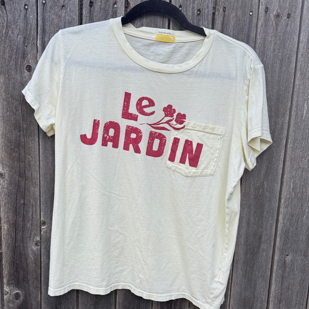 MOTHER Cream Tee with Red Graphic